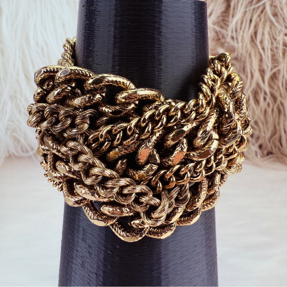 Vintage, super heavy, chunky chain, magnet closure, wide band bracelet - Picture 7 of 11